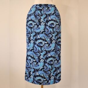 Vintage Briggs Petite Blue Paisley Teachers Skirt